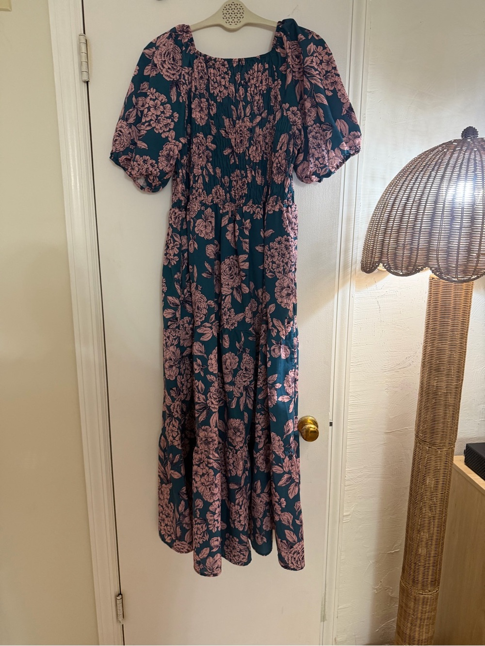 Bohme Teal Floral Puff-Sleeve Maxi Dress - Brand